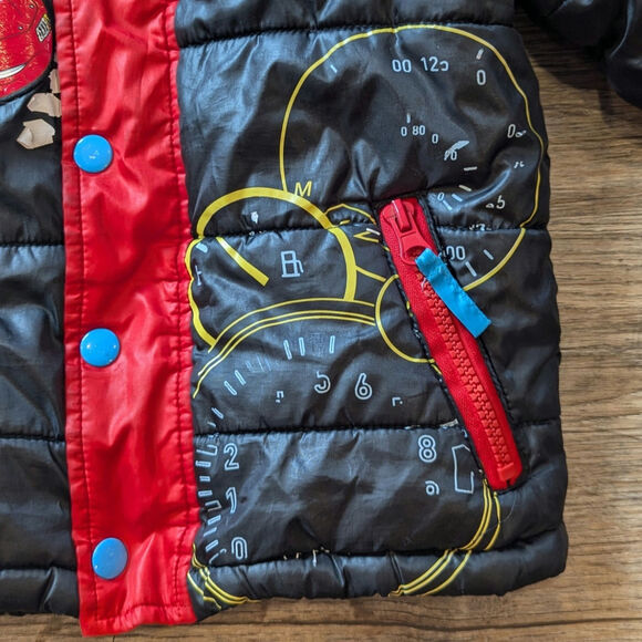 Disney Store Cars Lighting McQueen Racing Puffer Winter Coat Jacket Size 4 - Picture 4 of 10